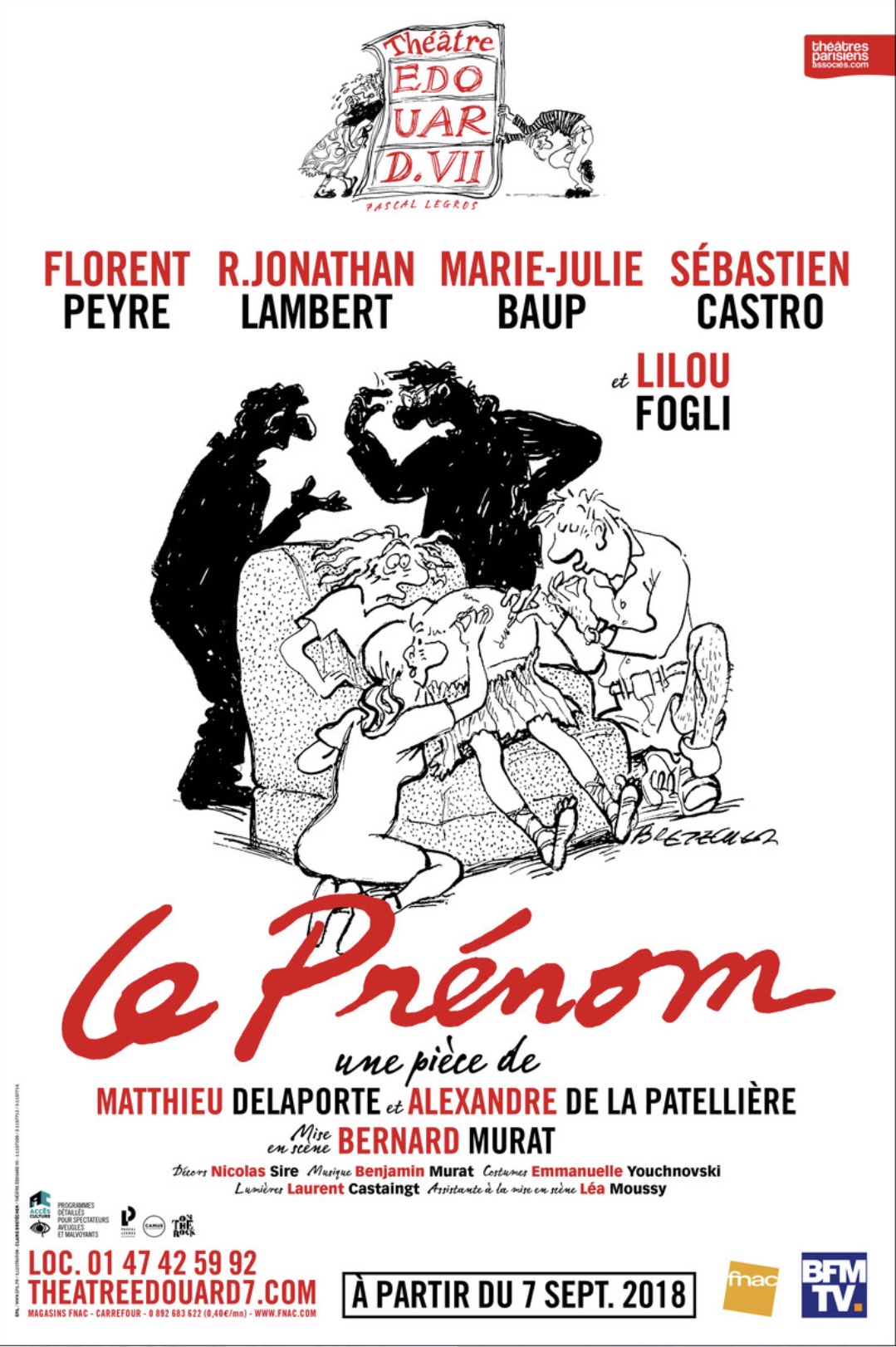 « Le Prénom » de Matthieu Delaporte et Alexandre De La Patellière; au Théâtre Édouard VII