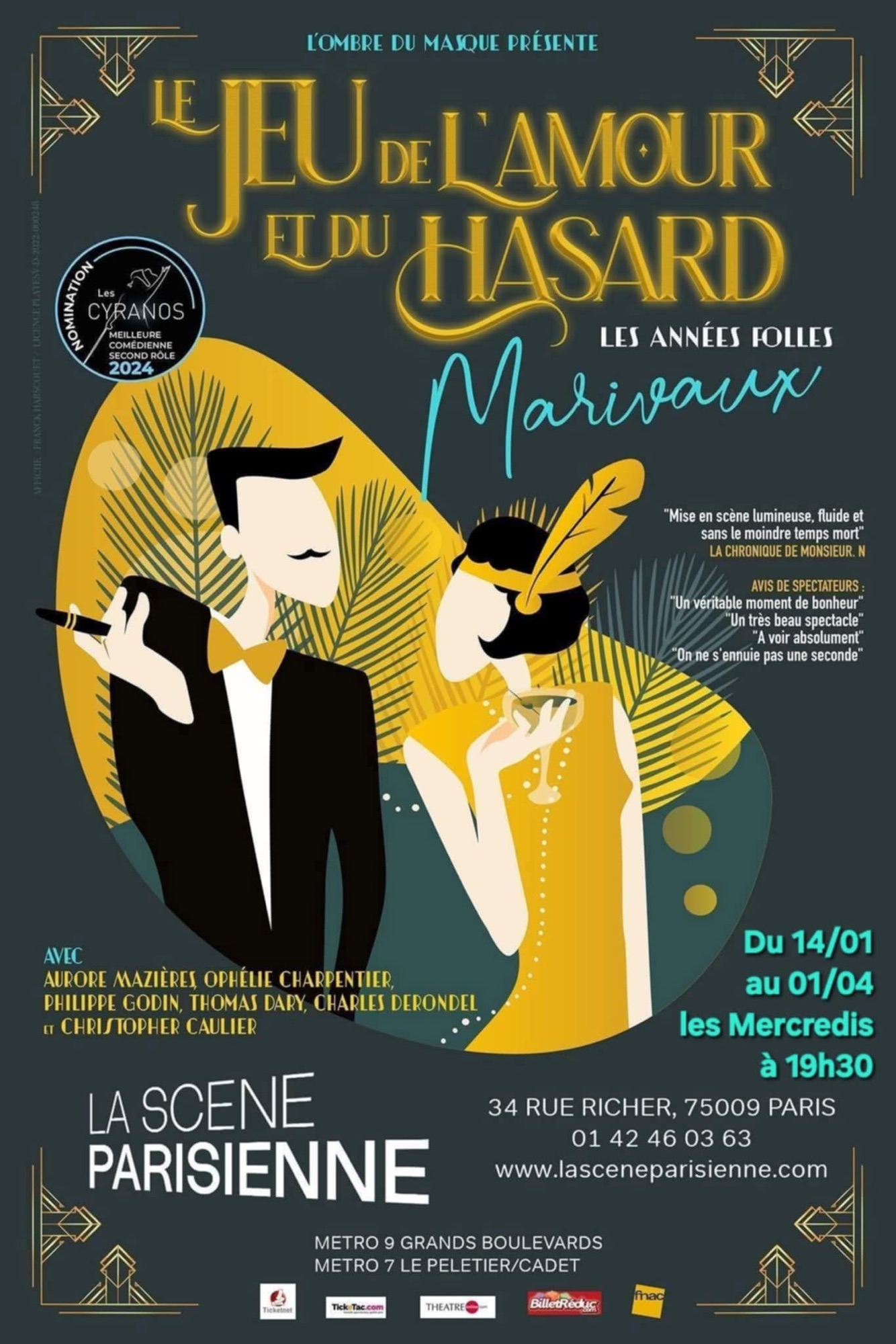 «&nbsp;Le Jeu de L’Amour Et Du Hasard : Les Années Folles&nbsp;» à La Scène Parisienne